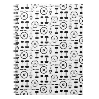 Caderno Espiral Equipamento de Gym Negro Minimalista