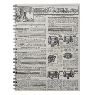 Caderno Espiral Equipamento de pesca e carretéis do vintage