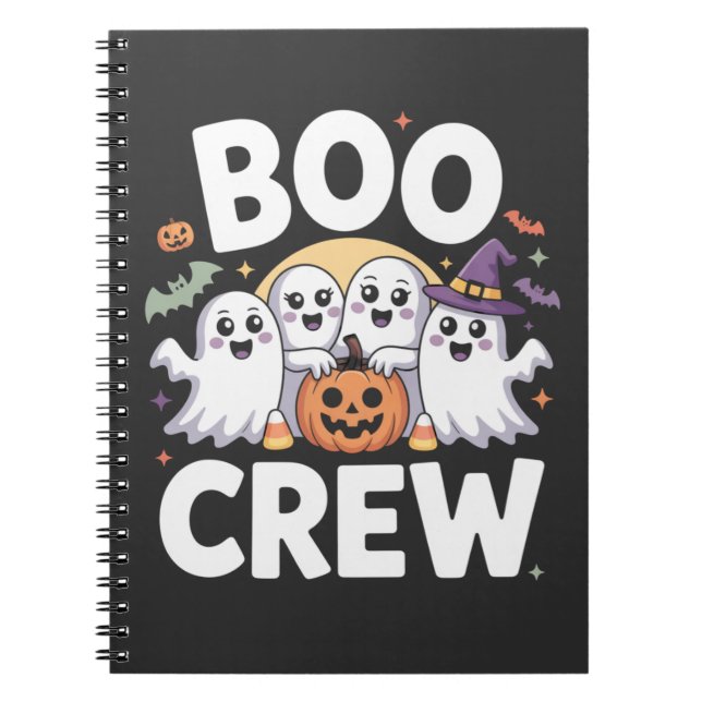 Caderno Espiral Equipe Boo Halloween Assustador Fofo (Frente)