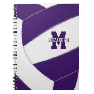 Caderno Espiral Equipe branca roxa coloração voleibol feminino
