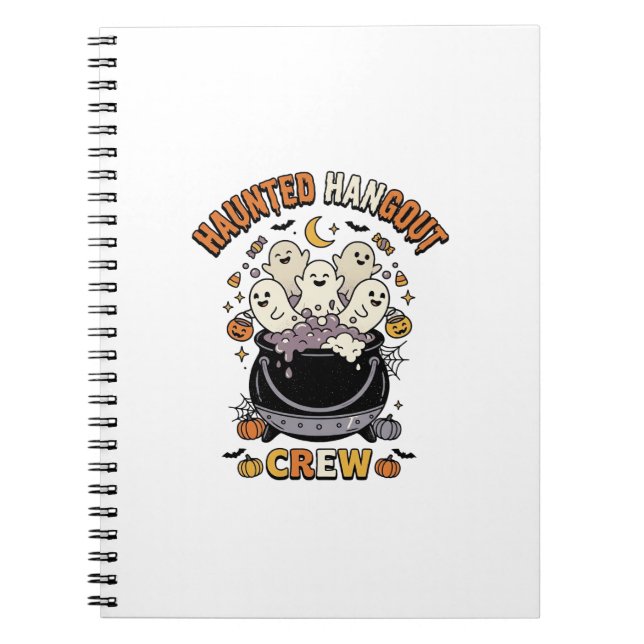 Caderno Espiral Equipe de Abóbora Fantasma de Halloween (Frente)