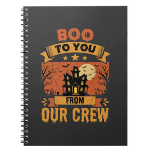 Caderno Espiral Equipe de Casa Assombrada de Boo To You no Hallowe