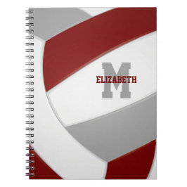 Caderno Espiral equipe de cinzas de maroon cores voleibol feminino