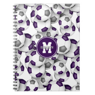 Caderno Espiral equipe de cinzas roxas colore padrão das bolas de