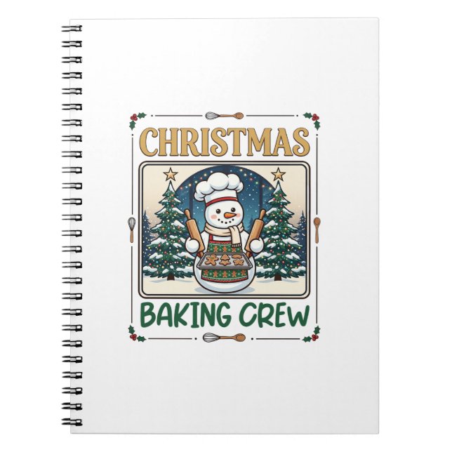 Caderno Espiral Equipe de Confeitaria de Natal Boneco de Neve Chef (Frente)