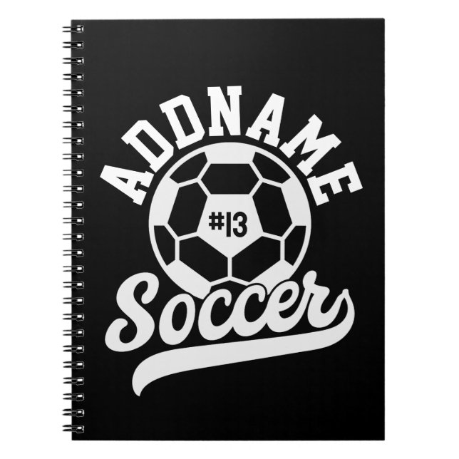 Caderno Espiral Equipe de futebol Personalizada do ADD NAME do jog (Frente)