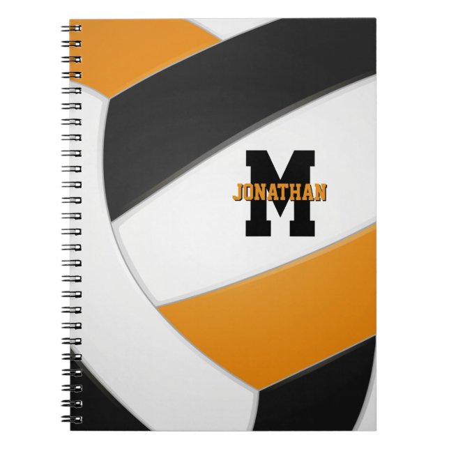 Caderno Espiral equipe de laranja preto cores voleibol feminino ra (Frente)