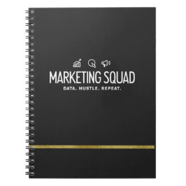 Caderno Espiral Equipe de Marketing – Dados. Empenho. Repetir.