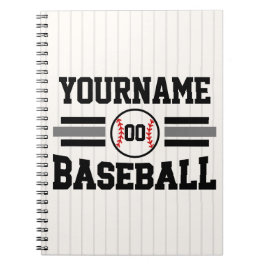 Caderno Espiral Equipe de NOME Personalizada do Jogador de Basebal
