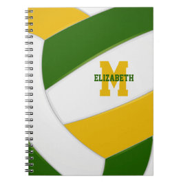 Caderno Espiral equipe de ouro verde cores voleibol feminino