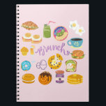 Caderno Espiral Equipe do Brunch<br><div class="desc">Design cor-de-rosa fofo para amantes de brunch.</div>