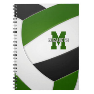 Caderno Espiral equipe negra verde cores voleibol feminino