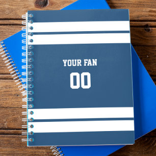 Caderno Espiral Equipe Real de Futebol Azul e Branco Personalizada