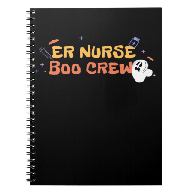 Caderno Espiral ER Nurse Boo Crew Emergency Room Nurse Halloween C (Frente)