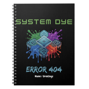 Caderno Espiral Erro de Cor do Sistema 404 Falha Técnica Gráfico d