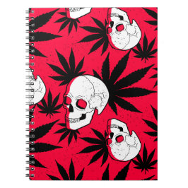 Caderno Espiral Erva e crânios, de Red, White e Black