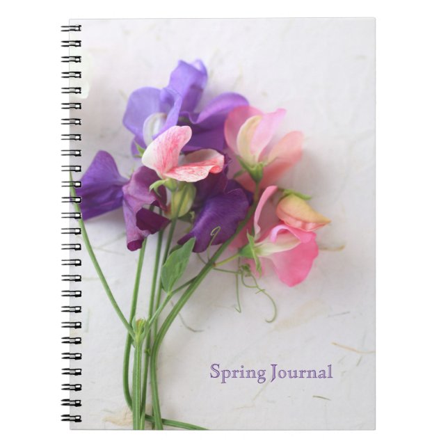 Caderno Espiral Ervilhas doces em papel texturizado (Frente)