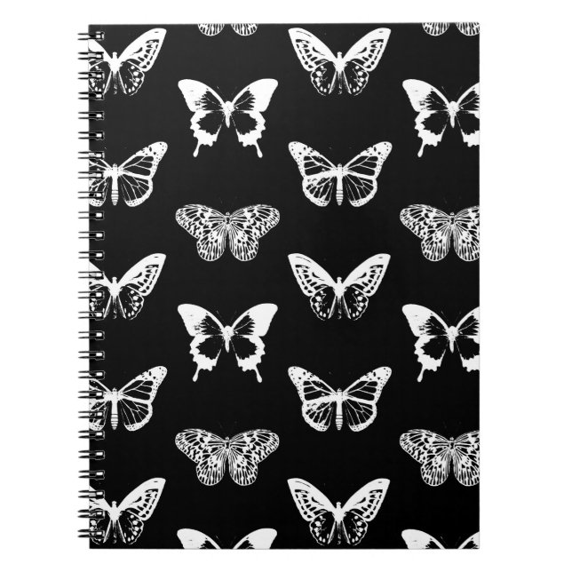 Caderno Espiral Esboço da borboleta, branco e preto (Frente)