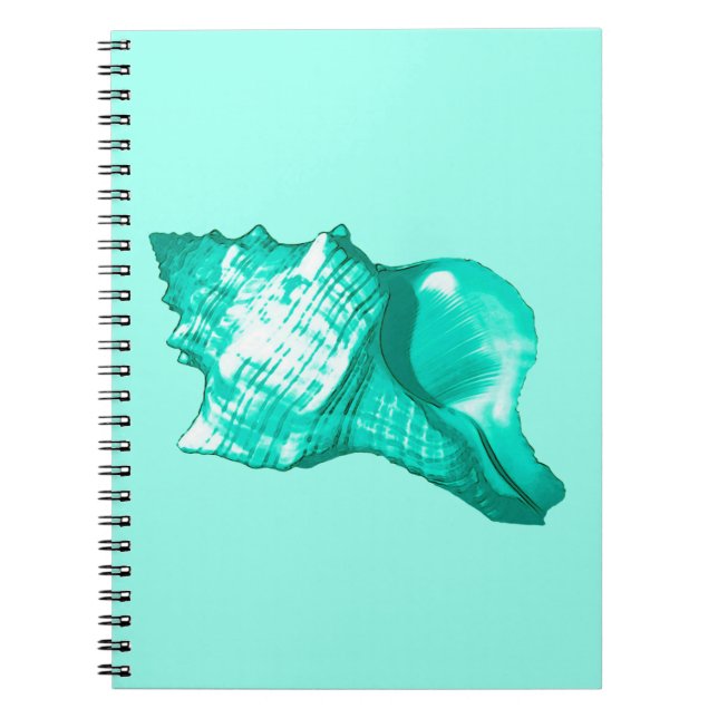 Caderno Espiral Esboço da concha - taruga, branca e aqua (Frente)