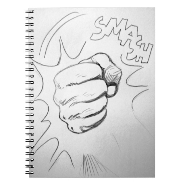 Caderno Espiral Esboço do Lápis de Esmagamento de pop Art (Frente)
