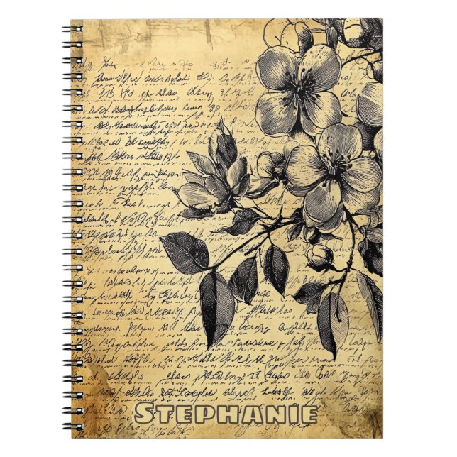 Caderno Espiral Esboço Floral Russo com Caligrafia - Idade (1) (Frente)