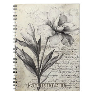 Caderno Espiral Esboço Floral Russo com Caligrafia - Idade (3)