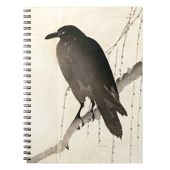 Caderno Espiral Esboço japonês de um corvo (Frente)