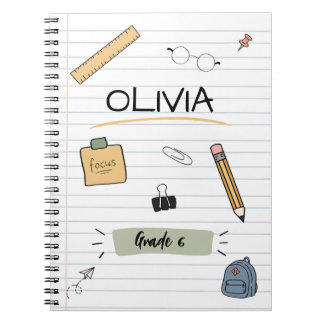 Caderno Espiral Esboços Fofo Personalizados para Crianças de Volta