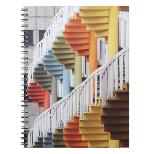 Caderno Espiral Escadarias espirais multicolores
