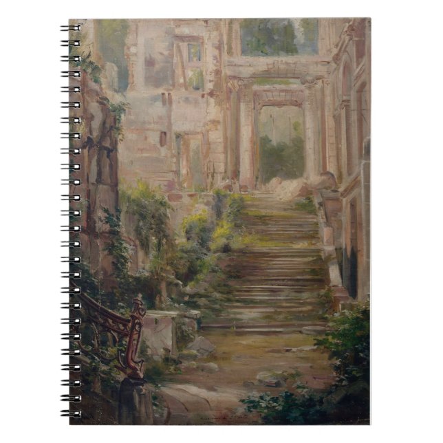 Caderno Espiral Escadas de Ruínas do Castelo de santo-Nuvem (Frente)