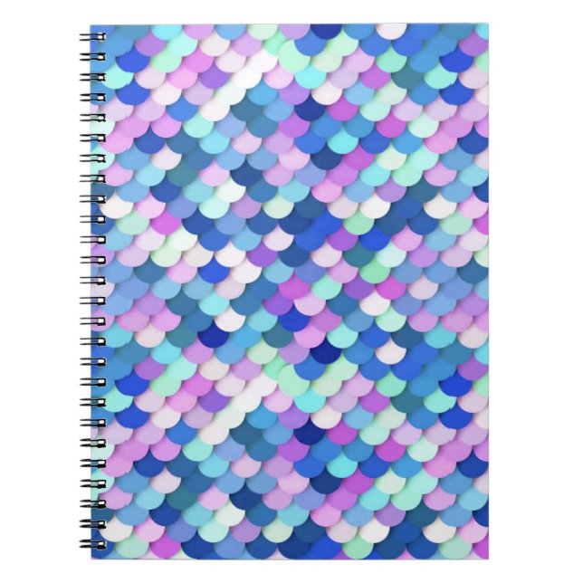 Caderno Espiral "Escalas de Dragões" - azul, orquídea e lavanda (Frente)