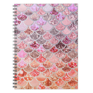Caderno Espiral Escalas De Peixes De Sereia De Milho Rosa Trendy G