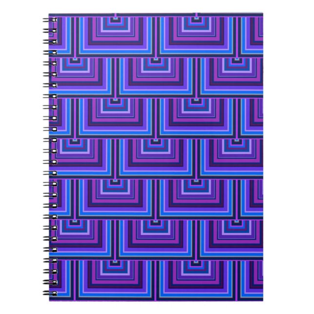 Caderno Espiral Escalas quadradas azuis e roxas (Frente)