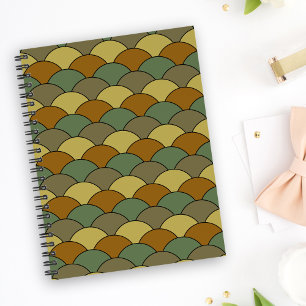 Caderno Espiral Escamas de Dragão, Ventoinhas, Ondas, Seigaiha, Ca