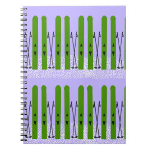 Caderno Espiral Escapa verde no notebook roxo