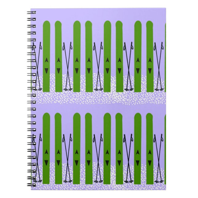 Caderno Espiral Escapa verde no notebook roxo (Frente)