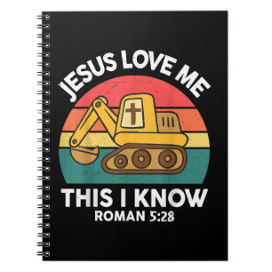 Caderno Espiral Escavadeira Cristã Jesus Me Ama Isso Eu Sei