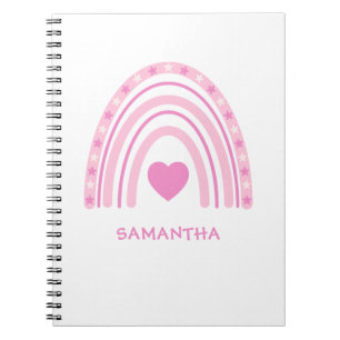 Caderno Espiral Escola de Nomes do Arco-Íris Rosa