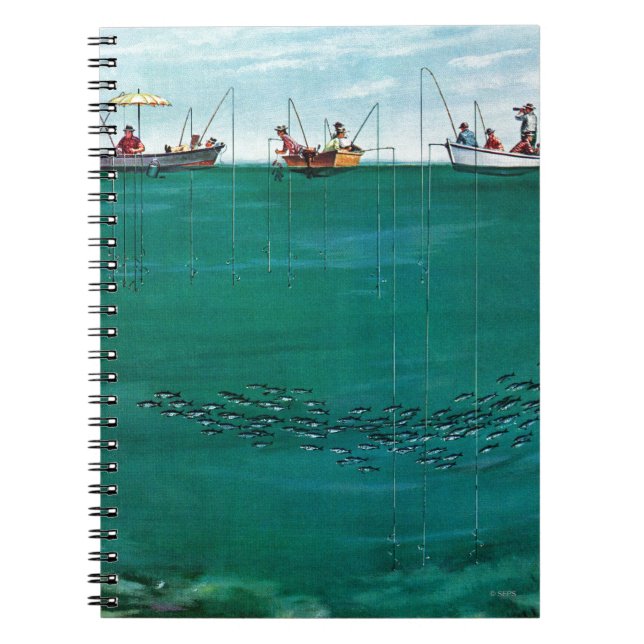 Caderno Espiral Escola de Peixes entre Linhas por Thornton Utz (Frente)