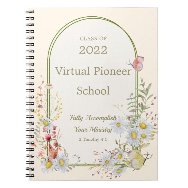 Caderno Espiral Escola pioneira da JW 2022 - quadro floral (Frente)
