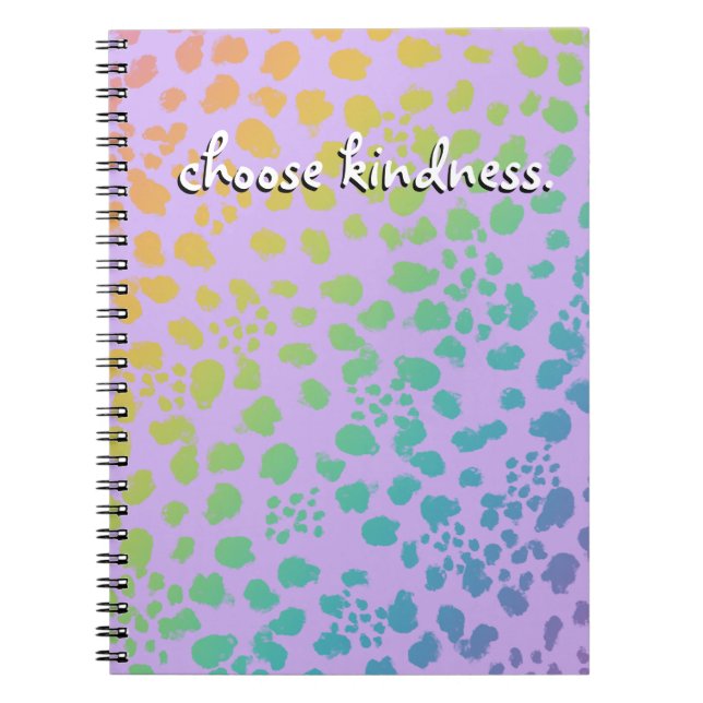 Caderno Espiral "Escolha gentileza." Notebook Rainbow Animal Print (Frente)