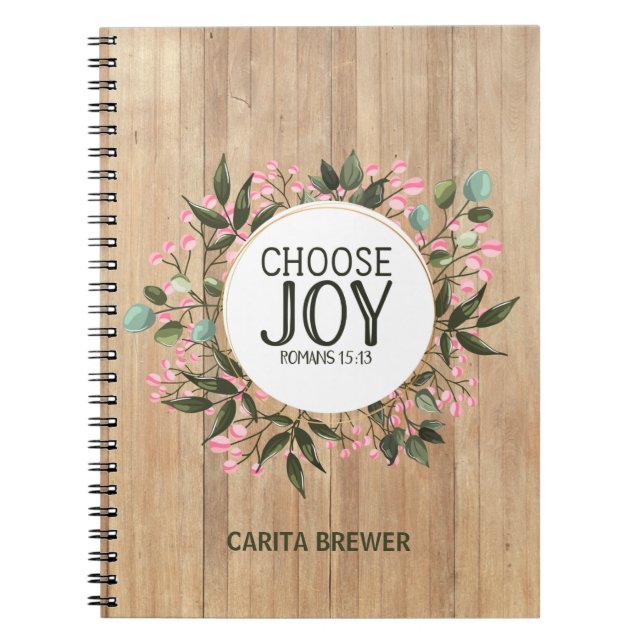 Caderno Espiral Escolha o notebook espiral Joy Romans 15:13 (Frente)