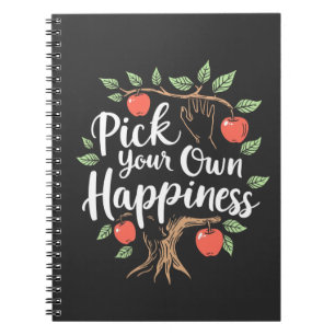 Caderno Espiral Escolha Sua Própria Felicidade Maçã Escolhendo Que