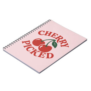 Caderno Espiral Escolhido a Dedo Fruta Retro Elegante Gráfico Rosa