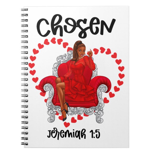 Caderno Espiral Escolhido Jeremiah 1:5 Namorados Galentines Dia De (Frente)