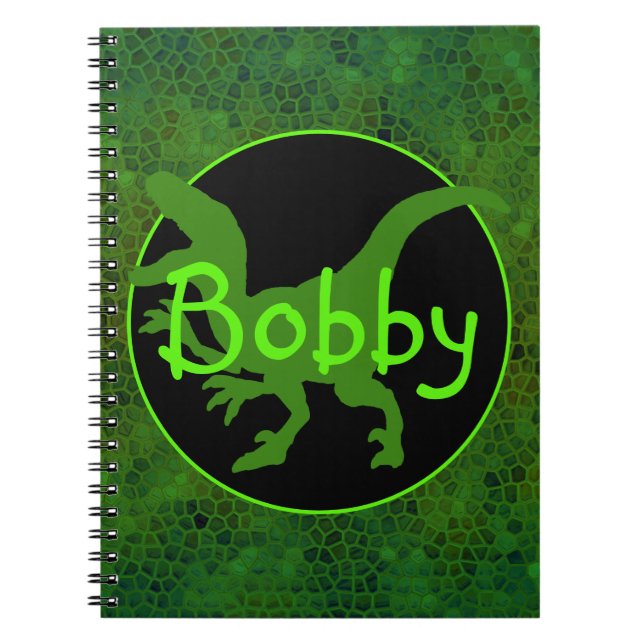 Caderno Espiral Esconder Dinossauro Verde Personalizado (Frente)
