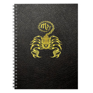 Caderno Espiral Escorpião Dourado em Couro