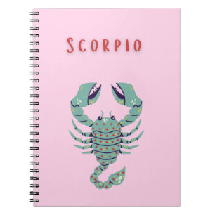 Caderno Espiral Escorpião Rosa, zodíaco, signo do zodíaco