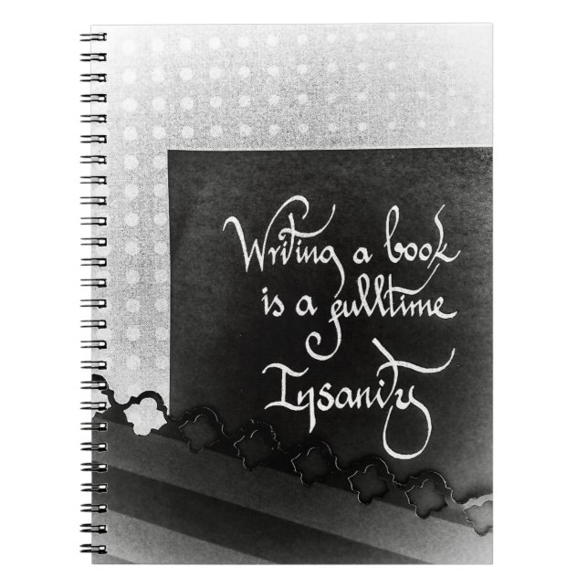 Caderno Espiral Escrevendo um autor de livro preto e branco (Frente)