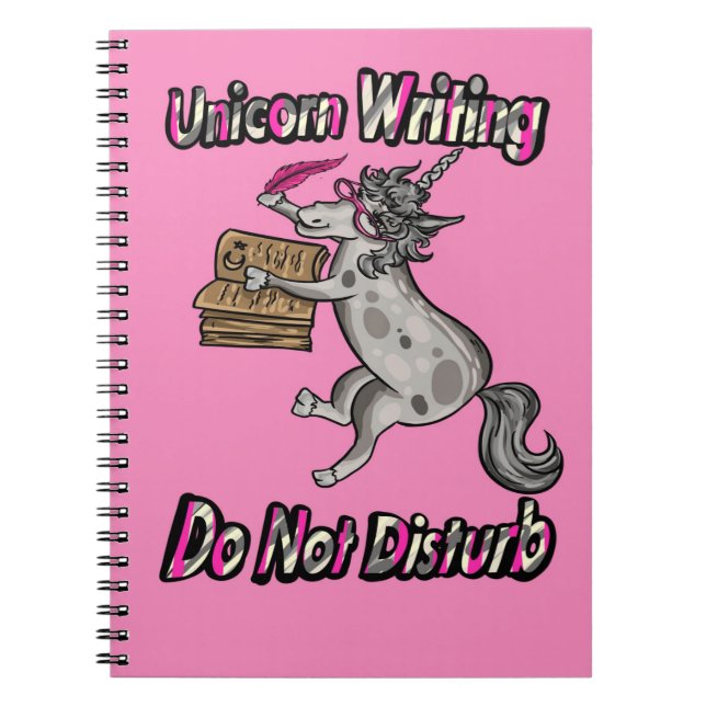 Caderno Espiral Escrevendo Unicorn - Não Incomodar (Frente)
